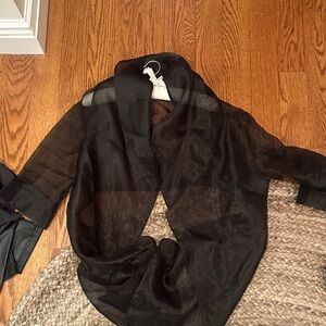 Adrianna Papell Sheer Black Cape